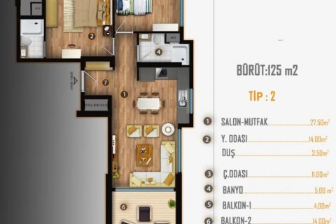 Продажа квартиры в Мерсине, Турция 2 комн., 75м2, №185958 – фото 30