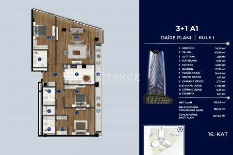 1+1 Leilighet  i Istanbul, Tyrkia Nr. 161403 - 11