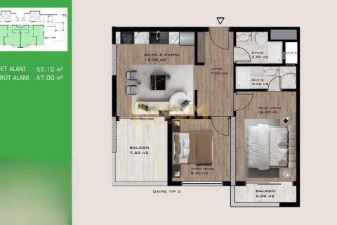 Apartment for sale  in Mersin, Turkey, 2 bedrooms, 69m2, No. 179724 – photo 17