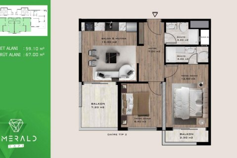 Apartment for sale  in Mersin, Turkey, 2 bedrooms, 69m2, No. 179724 – photo 11