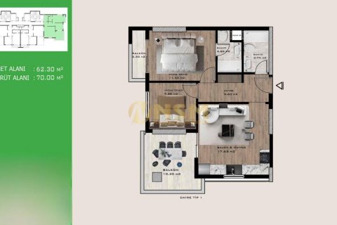 Apartment for sale  in Mersin, Turkey, 2 bedrooms, 69m2, No. 179724 – photo 16