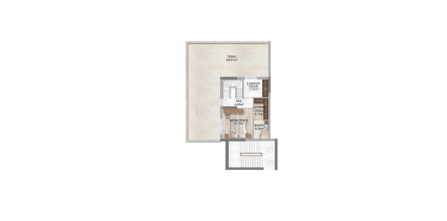 Floor plan «2BR-1», 2+1 in Palma Residence