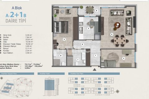 1+1 Leilighet  i Istanbul, Tyrkia Nr. 187055 - 25