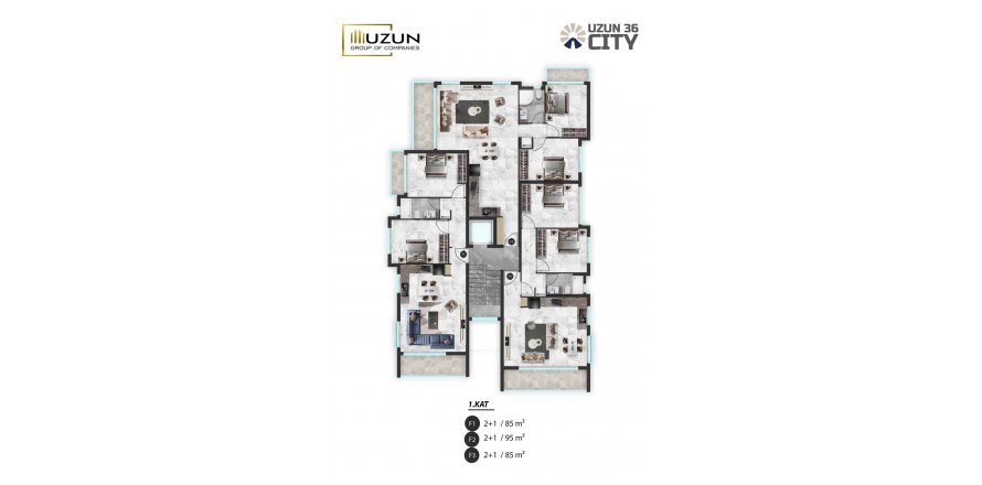 Daire Uzun 36 City 2+1, Gazimağusa,  №188183