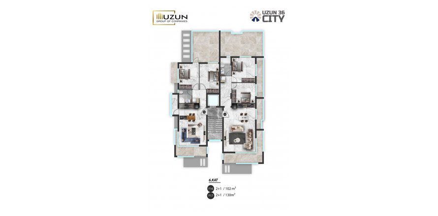 2+1 Lejlighed i Uzun 36 City, Famagusta,  Nr. 188186