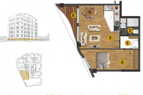 1+1 Lejlighed i City Nest, Muratpasa, Antalya, Tyrkiet Nr. 178297 - 2
