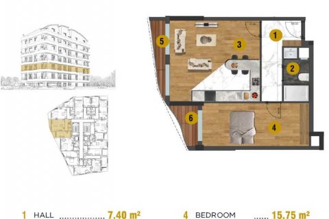 Daire City Nest 1+1, Muratpaşa, Antalya, Türkiye №178299 - 2