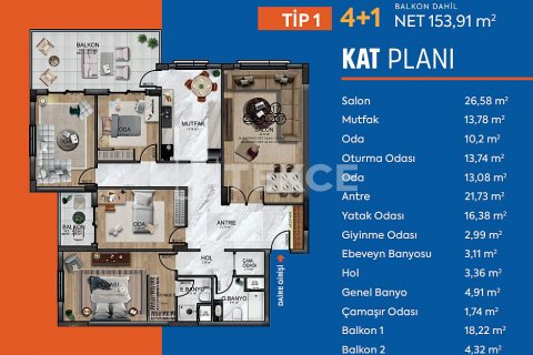 4+1 Leilighet  i Ankara, Tyrkia Nr. 193964 - 13