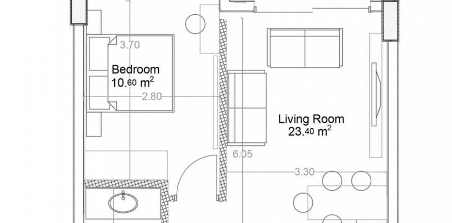 Планировка «2» 1+1 в корпусе «B», ЖК Yekta Green Life Gazipasa Residence