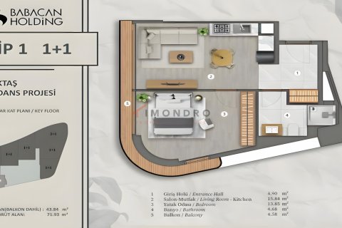 Apartment for sale in Besiktas, Istanbul, Turkey, 1 bedroom, 67m2, No. 183926 – photo 26