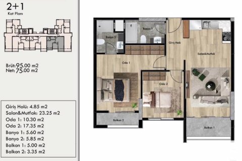Продажа квартиры  в Мерсине, Турция 3+1, 130м2, №181779 – фото 19