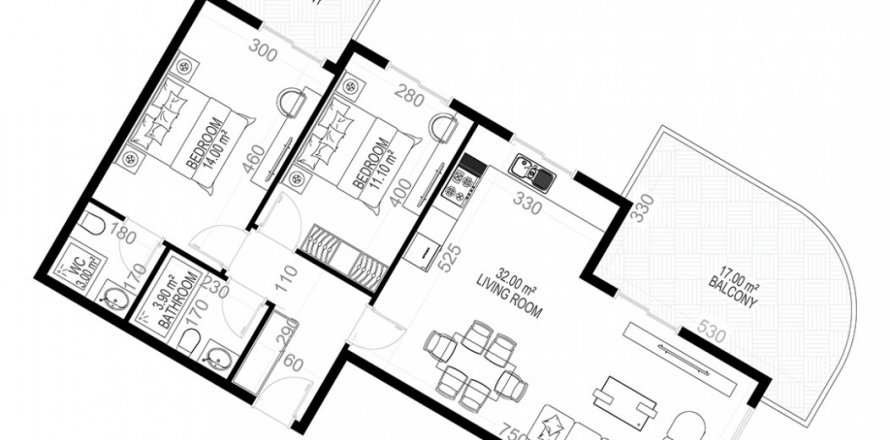 Квартира в Yekta Sungate Residence 2+1, Газипаша, Анталья, Турция №160691
