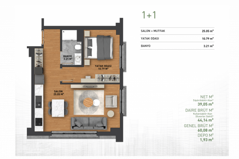 Продажа квартиры в Кягытхане, Стамбуле, Турция 2 комн., 60м2, №176559 – фото 11