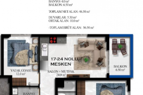 Daire  1+1  Avsallar, Antalya, Türkiye №179899 - 14