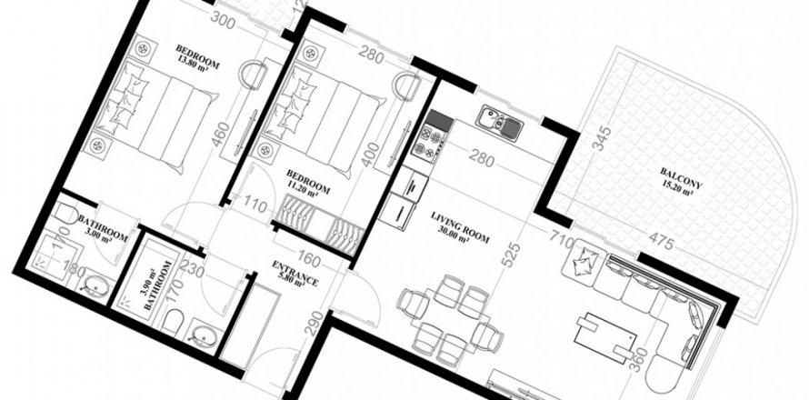 2+1 Leilighet i Yekta Alara City Residence, Mahmutlar, Antalya, Tyrkia Nr. 160687