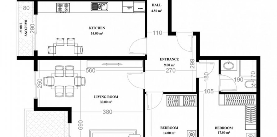 Квартира в YEKTA ALARA CİTY Residence 3+1, Махмутлар, Анталья, Турция №160686