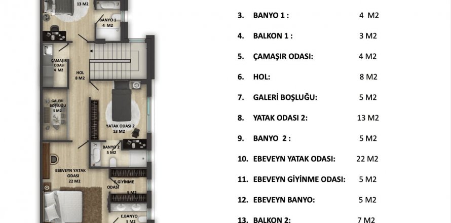 3+1 Villa  in Antalya, Türkei Nr. 170208