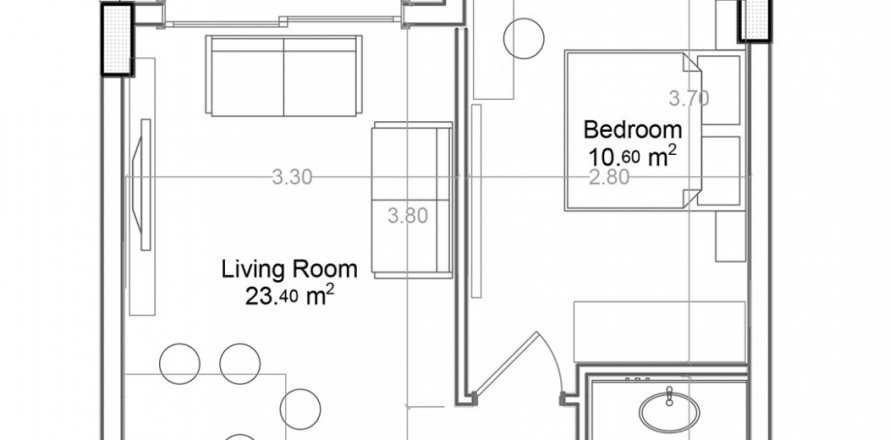 Floor plan «10», 1+1 in building «C» Yekta Green Life Gazipasa Residence