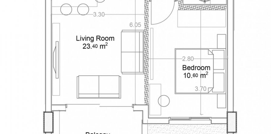 Floor plan «10», 1+1 in building «B» Yekta Green Life Gazipasa Residence