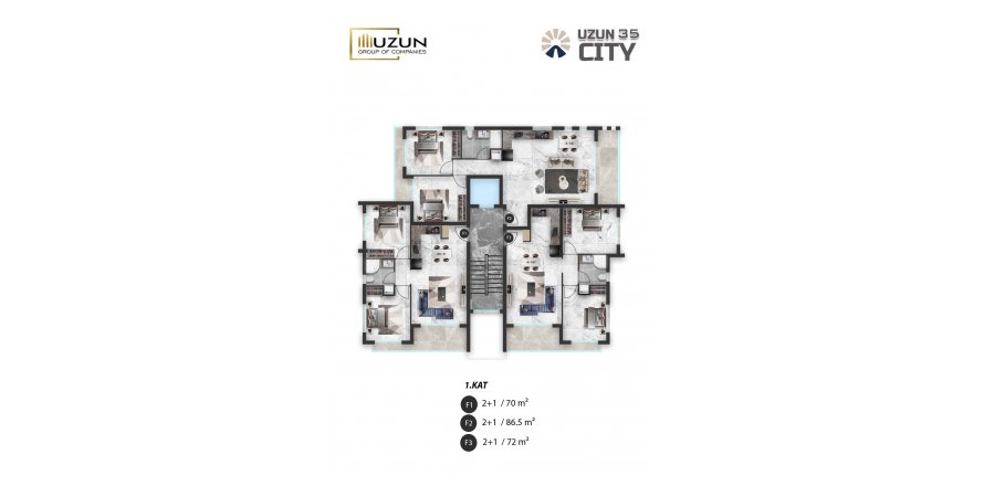 Квартира в Uzun 35 City 2+1, Фамагуста, Северный Кипр №188174