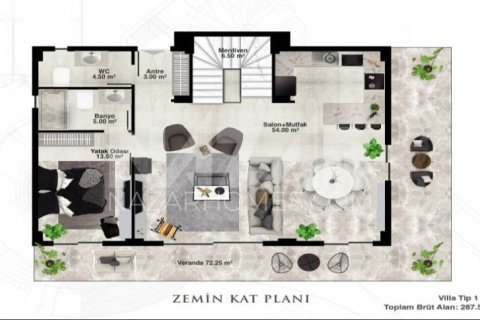 1+1 Lejlighed i Alanya, Antalya, Tyrkiet Nr. 167814 - 21