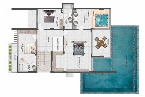 4+1 Villa  i Alanya, Antalya, Turkiet Nr. 60523 - 3