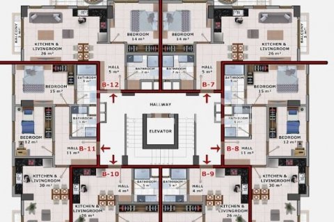 1+1 Lägenhet i Alanya, Antalya, Turkiet Nr. 187034 - 14