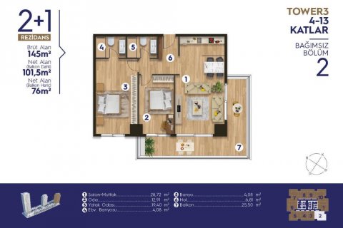 Продажа квартиры в Измире, Турция 4 комн., 205м2, №186012 – фото 17