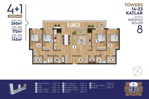 Продажа квартиры в Измире, Турция 4 комн., 205м2, №186012 – фото 19