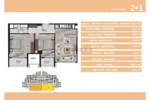 Продажа квартиры  в Сарыере, Стамбуле, Турция 1+1, 88м2, №193355 – фото 16