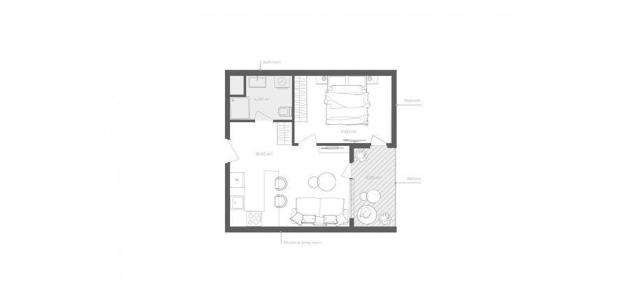 Квартира в Desire Antalya 1+1, Алтынташ, Анталья, Турция №185046
