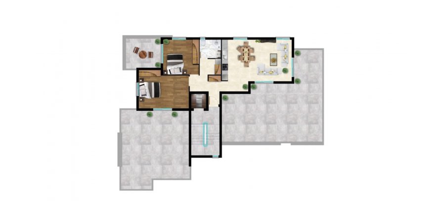 2+1 Penthäuser in Blue Life Residence, Long Beach, Iskele, Nr. 159034