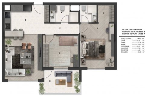 2+1 Lejlighed  i Antalya, Tyrkiet Nr. 164121 - 11