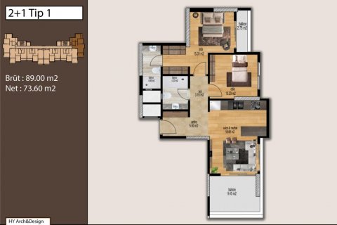 Продажа квартиры  в Мерсине, Турция 3 комн., 72м2, №186114 – фото 15