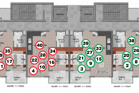 Продажа квартиры в Аланье, Анталье, Турция 2 комн., 55м2, №186216 – фото 15