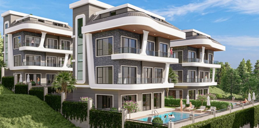 4+1 Villa  i Alanya, Antalya, Tyrkiet Nr. 178193