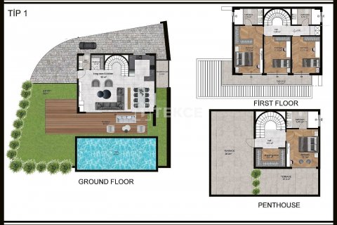 4+1 Villa  i Alanya, Antalya, Tyrkia Nr. 175468 - 27