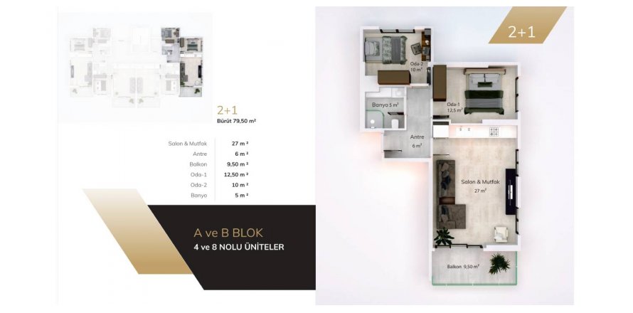 2+1 Wohnung in MANZARA LOFT, Mugla, Türkei Nr. 165638