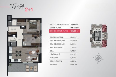 1+1 Leilighet i Izmir, Tyrkia Nr. 179312 - 15