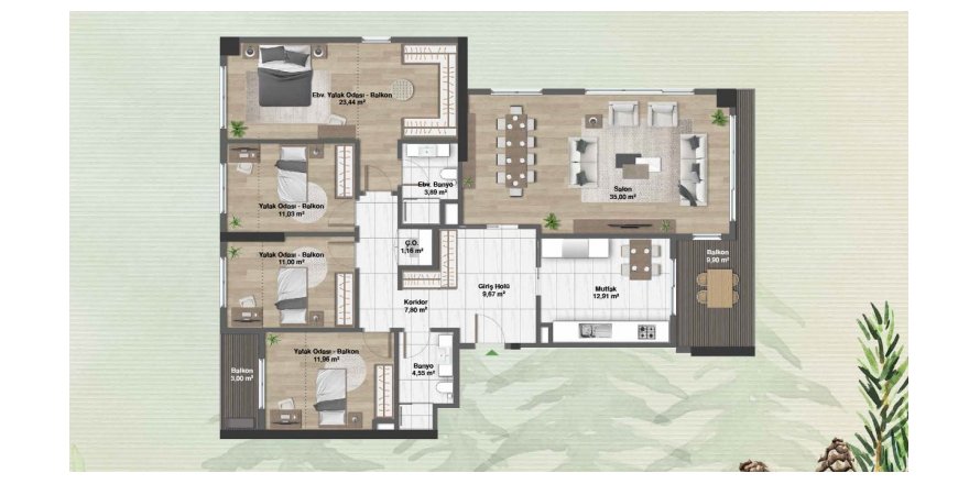 4+1 Lejlighed i Çamlı vadi, Istanbul, Tyrkiet Nr. 167632