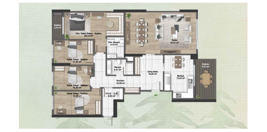 4+1 Leilighet i Çamlı vadi, Istanbul, Tyrkia Nr. 167633