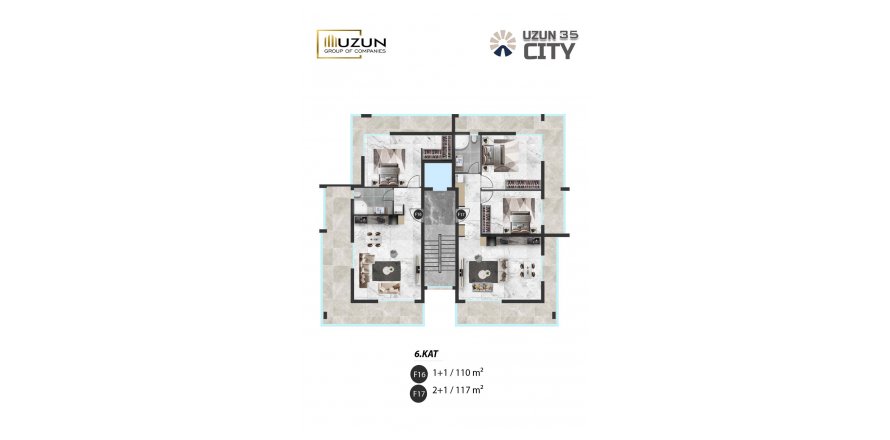 Квартира в Uzun 35 City 1+1, Фамагуста, Северный Кипр №188172