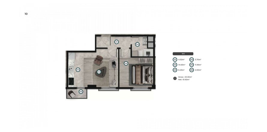 1+1 Leilighet i The K.A. Housing, Istanbul, Tyrkia Nr. 167618