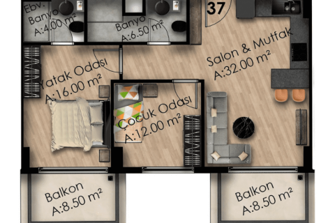 1+1 Wohnung in Alanya, Antalya, Türkei Nr. 181860 - 17