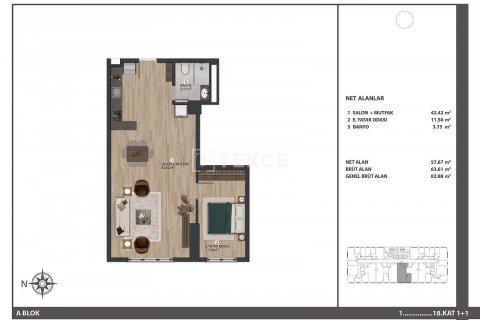 Продажа квартиры в Стамбуле, Турция 1+1, 64м2, №47756 – фото 17