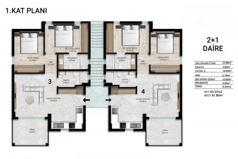 2+1 Villa  in Bodrum, Mugla, Türkei Nr. 179292 - 19