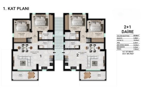 2+1 Villa  in Bodrum, Mugla, Türkei Nr. 179292 - 17