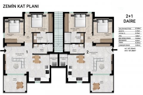 2+1 Villa  in Bodrum, Mugla, Türkei Nr. 179292 - 18