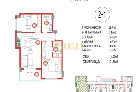 1+1 Wohnung  in Alanya, Antalya, Türkei Nr. 179732 - 18