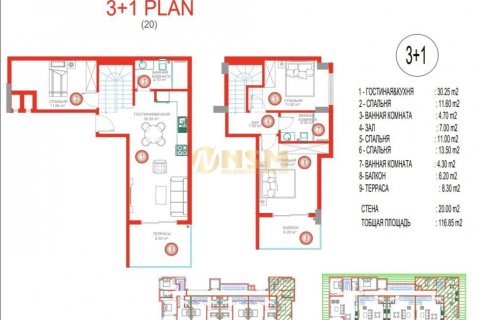 1+1 Wohnung  in Alanya, Antalya, Türkei Nr. 179732 - 20